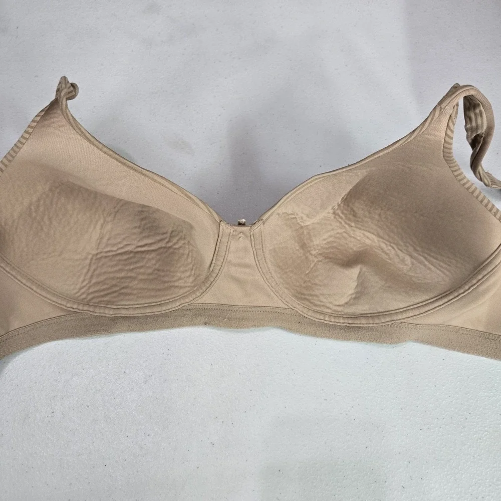 Vanity Fair Women Bra 36D Beige Striped‎ T Shirt Wireless Convertible